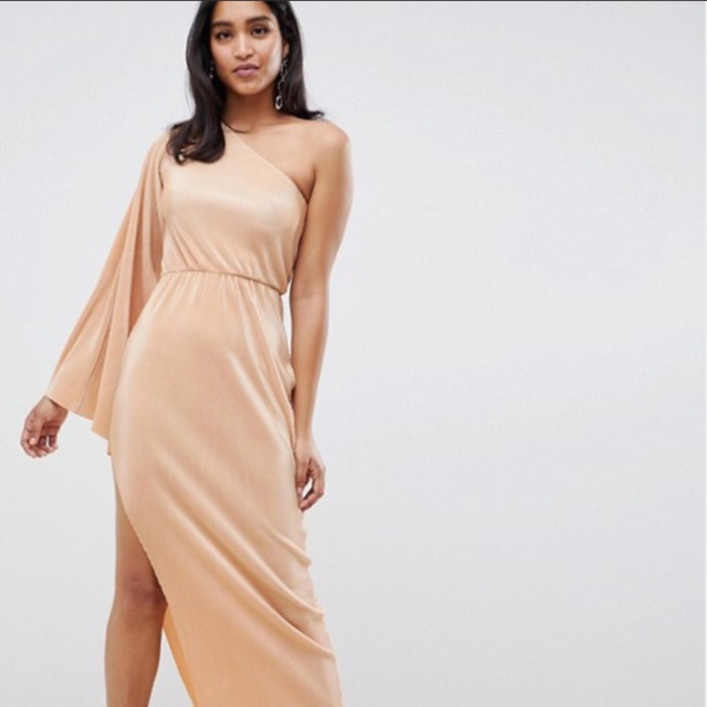 ASOS One sleeve plisse maxi dress